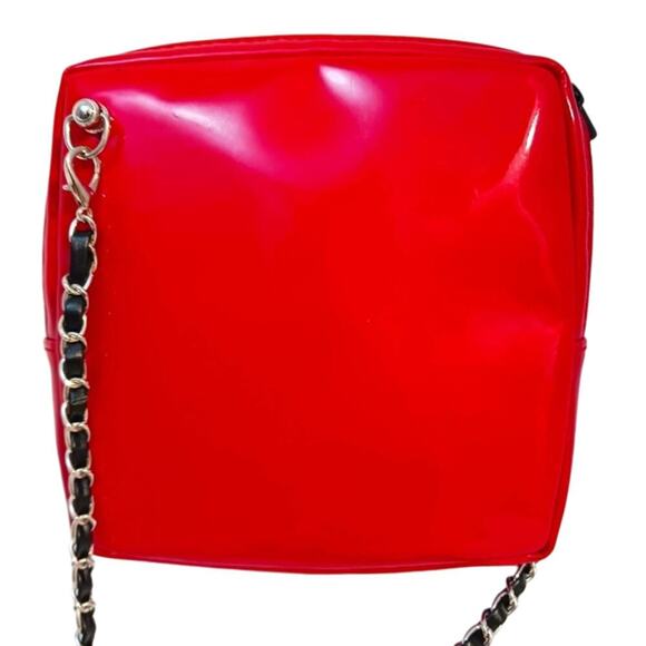 DIOR Crossbody Purse 6.5" Square RED GLOSSY converted Cosmetic bag w GOL… - Picture 13 of 16